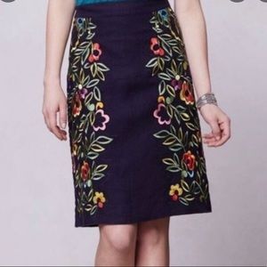 Anthropologie Moulinette Soeurs Embroidered Clematis Skirt